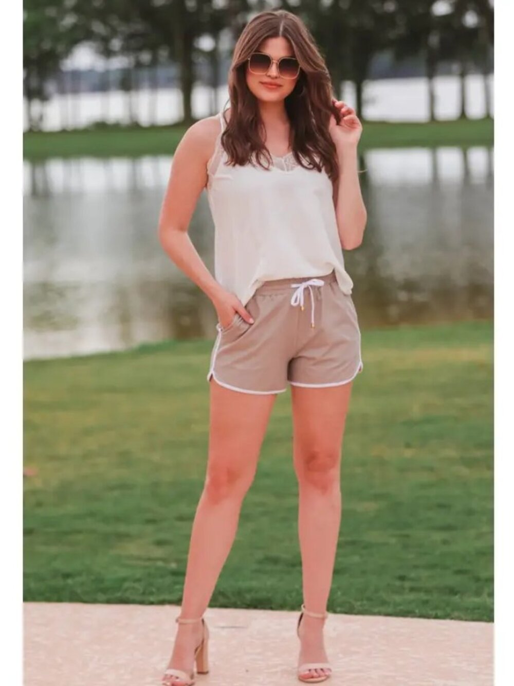 All Natural Solid Drawstring Everyday Shorts - Tan
